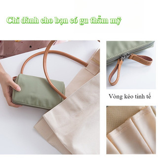 【BabyJoy】Túi Đựng Mỹ Phẩm Du Lịch Mini,túi son môi,nhiều ngăn đựng,Dễ dàng mang theo,Dây kéo đôi bằng da