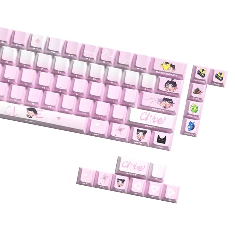 IOR Keycaps 64 74Key Side In Backlit Keycap Set Clove Pink Theme Dye Thăng hoa cho 60 61 63 64 65 67 68 Bàn phím
