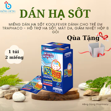 Miếng Dán Hạ Sốt Koolfever Dành Cho Trẻ Em Traphaco - Hỗ Trợ Hạ Sốt, Mát Da, Giảm Nhiệt Hộp 8 Gói