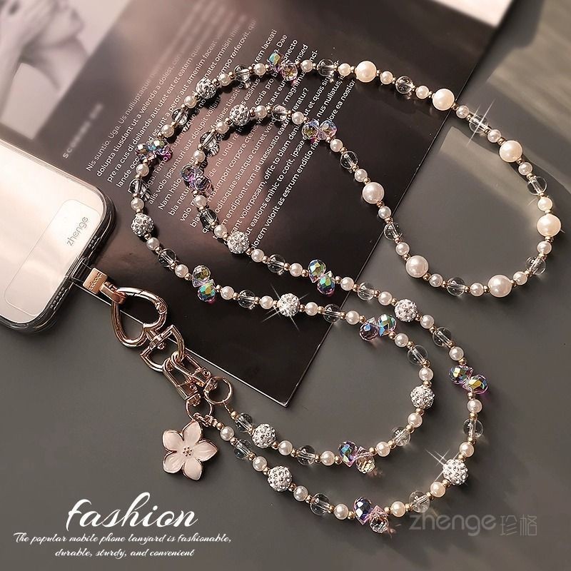 Phụ Kiện Điện Thoại Di Động Sang Trọng Cao Cấp Nhấp Nháy Kim Cương Điện Thoại Di Động Dây Xích Dài Đeo Ngang Dây Đeo Đính Hạt Màu Hồng Dây Chuyền Túi Mặt Dây Chuyền Điện Thoại Di Động Đa Năng