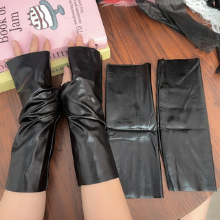 Găng tay không ngón Shine giả da PU, chống thấm nước, phù hợp cosplay Halloween và dùng khi chạy xe máy