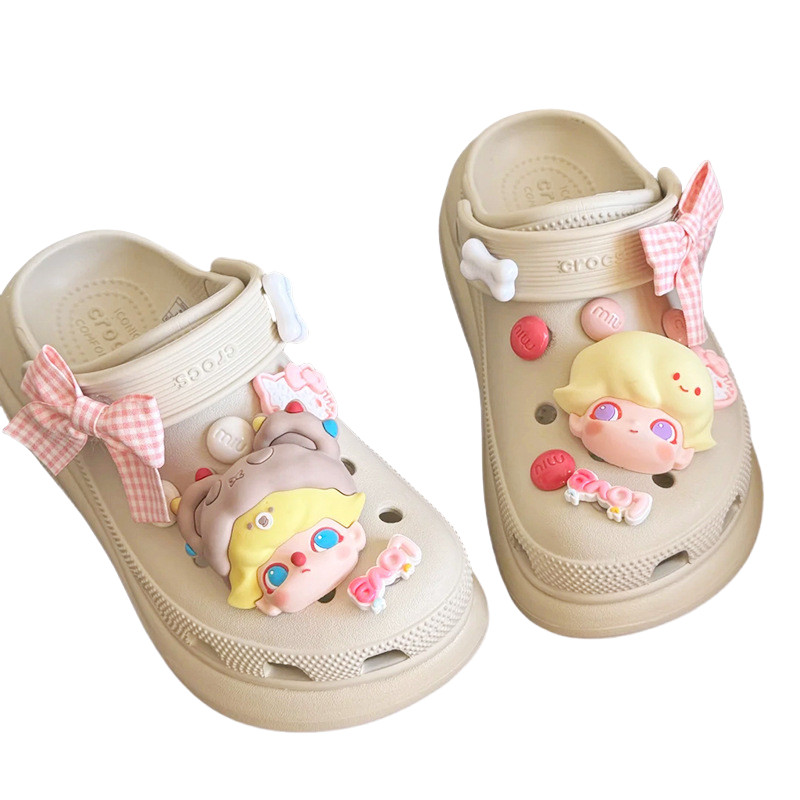 POP MART Phụ kiện giày lỗ nơ dễ thương, hoa phù hợp Crocs, tháo rời, dùng cho Busch