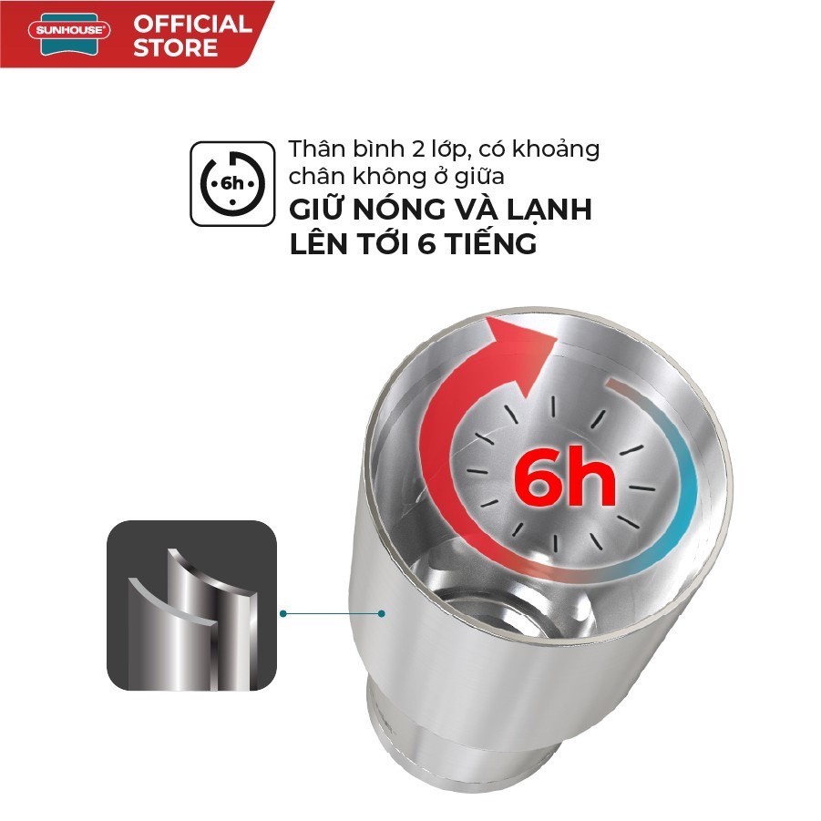 BÌNH GIỮ NHIỆT INOX 304 SUNHOUSE 900ML Và ( BH Chính Hãng toàn quốc 12T)-ly giữ nhiệt 900ml | BigBuy360 - bigbuy360.vn