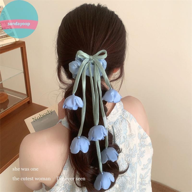 SUND Lily Of The Valley & Hoa Hồng - Cà Vạt Tóc Họa Tiết Hoa Với Dây Kéo Dài - Phụ Kiện Tóc Ethereal Cho Nữ