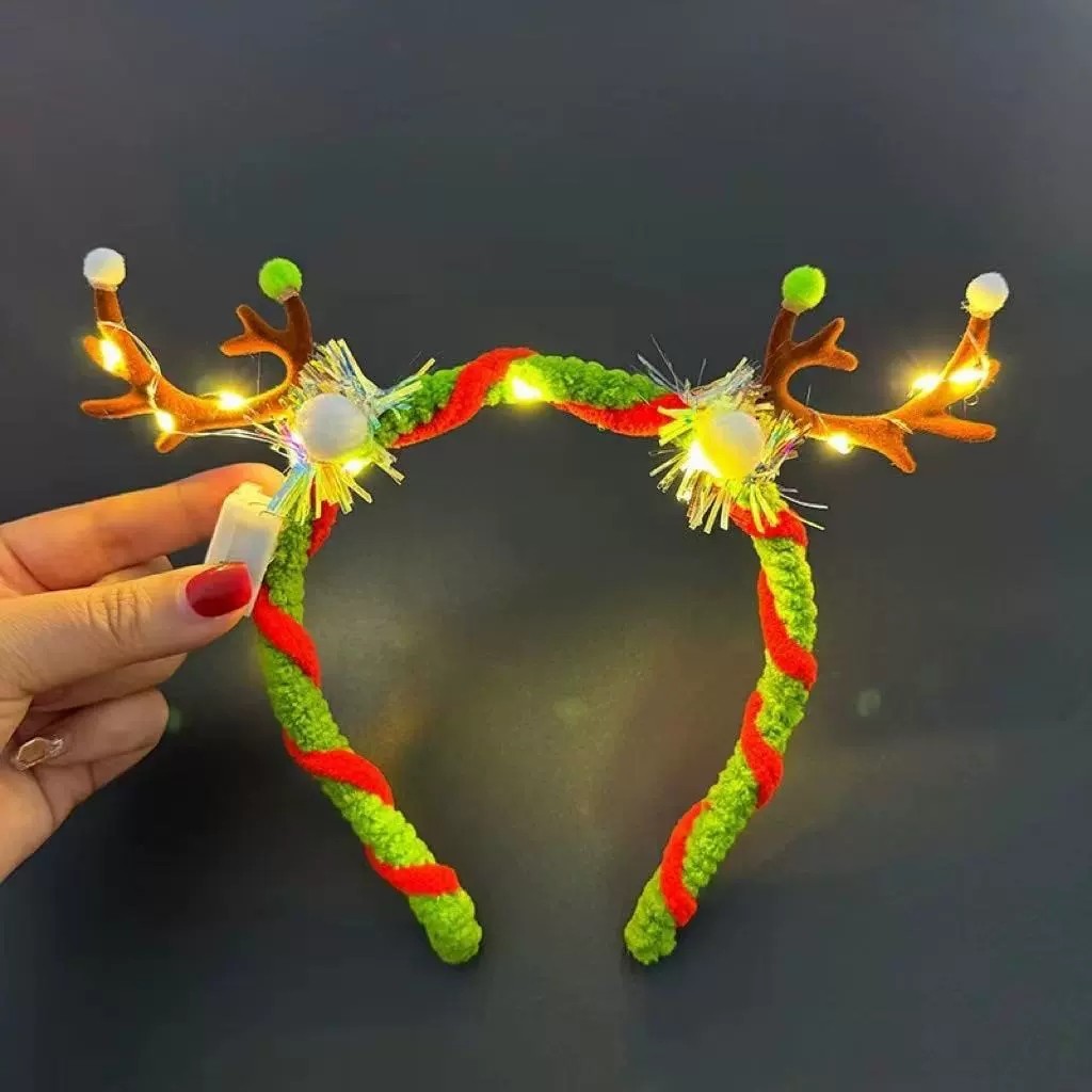 Đèn LED phát sáng cho băng đô và cây Noel, phụ kiện Giáng Sinh với bông tuyết