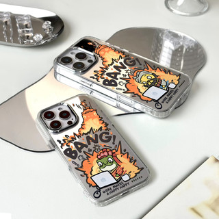 Ốp điện thoại hình con lợn quỷ và cóc quỷ cho iPhone 16 / 15 / 14 / 13 / 12 / 11 / PRO MAX / MINI / PLUS / X / XR gương bảo vệ lỗ lớn chống rơi và chống sốc