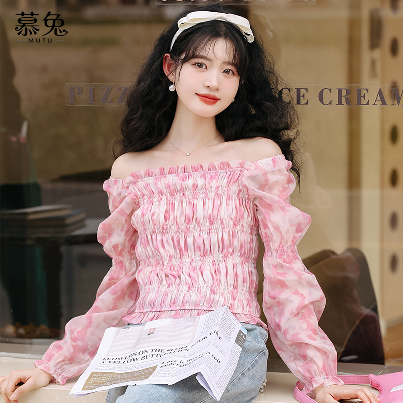 Mutu Pháp Cổ Vuông Cao Cấp Hoa Top Nữ Mùa Xuân 2026 Phong Cách Mới Thiết Kế Niche Puff Áo Sơ Mi