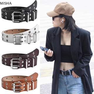 Misa Thời Trang Nam Nữ Phong Cách Punk Dây Xích Dây Có Thể Điều Chỉnh Ngôi Sao Rỗng Đôi Ngực Khóa Kim Loại Da Quần Jean Dây Thắt Lưng