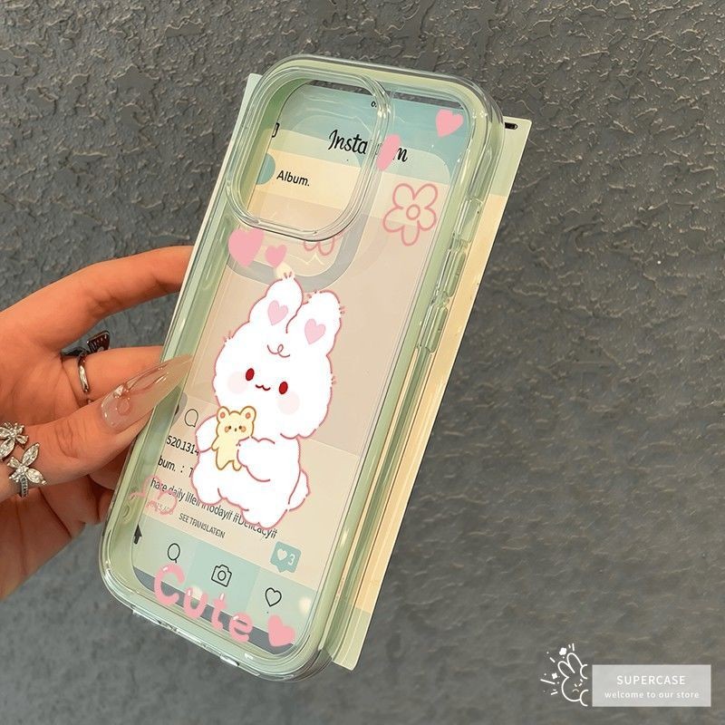 Ốp Điện Thoại Hình Thỏ Hoạt Hình Dễ Thương Cho OPPO Reno 14 13 11 10 9 8 Pro Plus 8T 8Z 8 Lite 5G 4G Cặp Đôi Sang Trọng Màu Kẹo Viền Vỏ Chống Rơi Mềm Trong Suốt