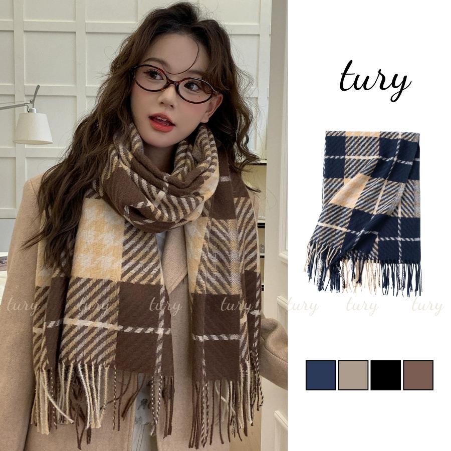 Khăn Quàng Cổ Len Unisex Nam Nữ - Tury - Khăn Choàng Cổ Len Cashmere Kẻ Sọc - LN114