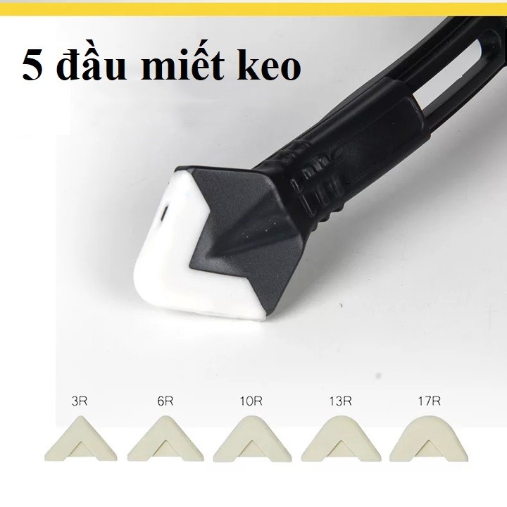 Dụng Cụ Miết Keo Silicon 3 Trong 1, Kèm 5 Đầu Miết, Phù Hợp Cho Các Dải Cạnh Keo Có Chiều Rộng Khác Nhau, Chất Lượng