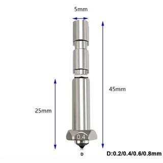 JKDESIGN Hotend, Vòi phun in nhanh bằng thép cứng, Mới được nâng cấp 0,2mm 0,4mm 0,6mm 0,8mm Lắp ráp đầu máy in tích hợp cho Combo Anycubic Kobra 3 Max