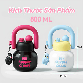 800ML Bình Nước Nhựa Cầm Tay,Cốc Có Dung Tích Lớn Và Hình Dáng đáng Yêu,Trẻ Em đi Học Uống Nước Dùng