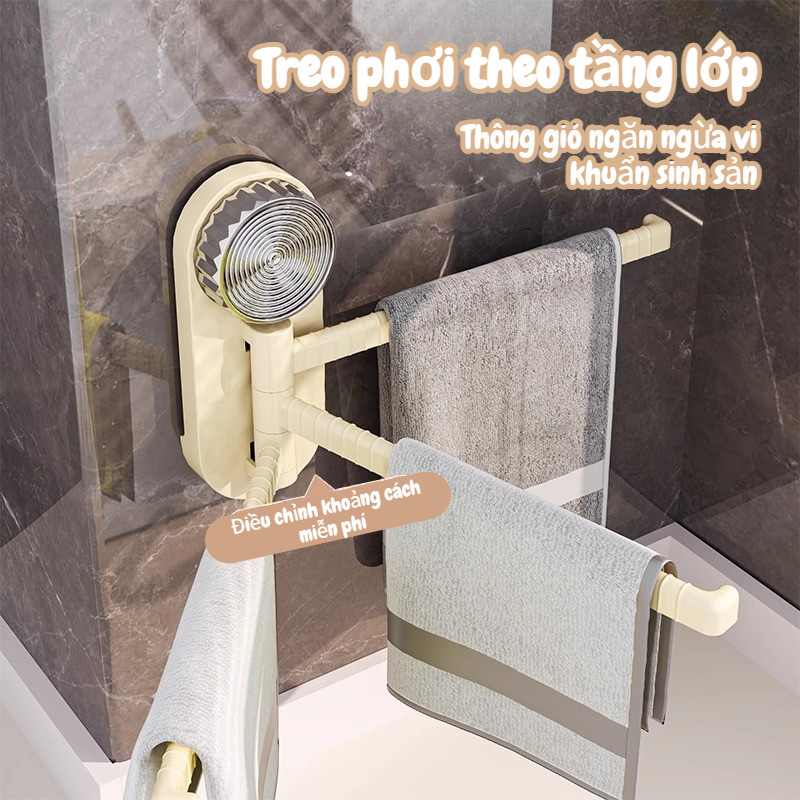 Kệ khăn treo tường, không cần khoan, xoay 180 ° có thể điều chỉnh, nhà bếp phòng tắm và nhiều cảnh khác