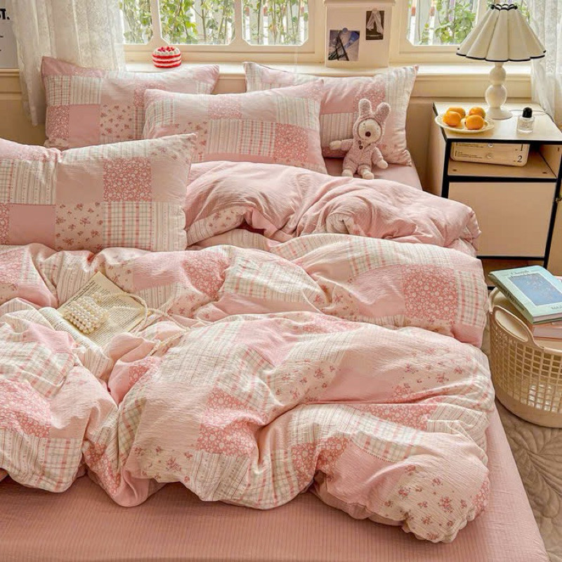 Bộ vỏ chăn ga gối Cotton Đũi 4 món  Memminbedding Luxury chất liệu mềm mát,thấm tút cực tốt,vỏ chăn lồng được ruột-ST310