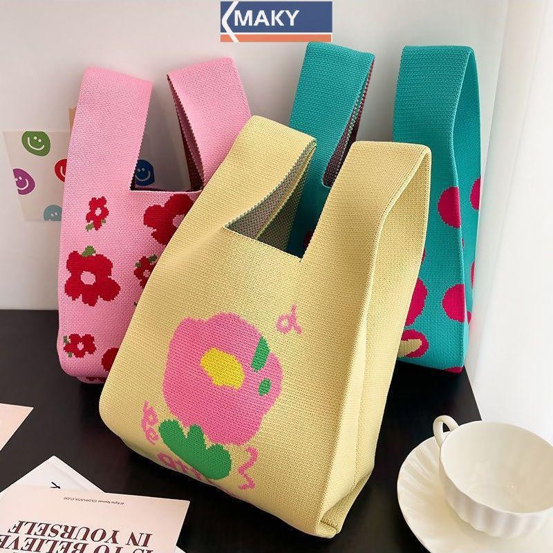 Onetimingcool Thời Trang Handmade Đan Túi Xách Nữ Thắt Lưng Cổ Tay Hàn Quốc Túi Tote Thường Ngày Có Thể Tái Sử Dụng Túi Mua Sắm VN
