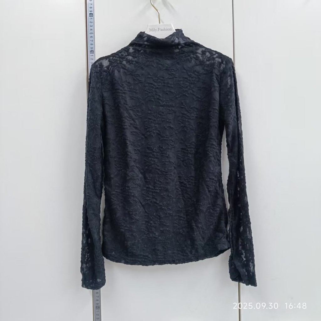 Milyfashion Ren Jacquard Đáy Thu Đông Ôm Hơn Nửa Cổ Cao Bên Trong Slim-fit Top