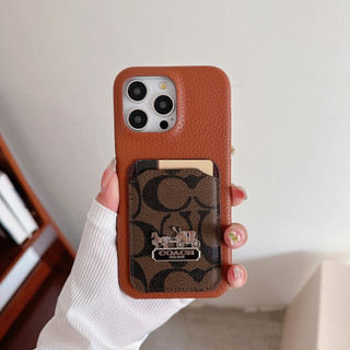 Khe cắm thẻ có hoa văn vải thiều nửa túi thời trang Vỏ điện thoại da cho iphone 17 17Air 16 15 14 13 12 11 Pro Max Plus XsMax XR X Xs Mini 16E Caseing