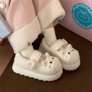 XIXITIAO Mary Jane Giày Cotton Thời Trang Nữ Mùa Đông Ấm Áp Mèo Con