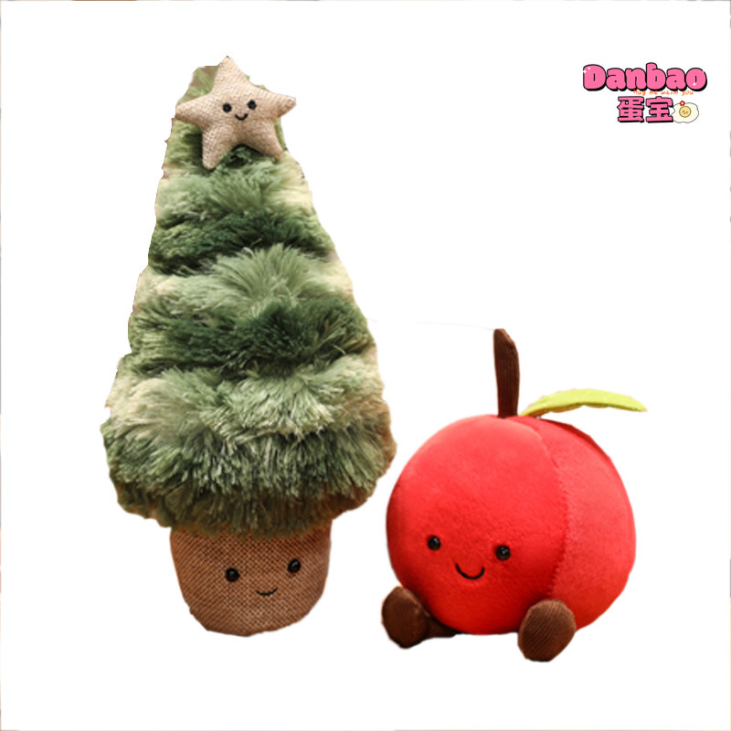 ((DANBAO) Đồ chơi sang trọng trái cây và cây thông Noel an toàn Búp bê cây thông Noel dễ thương Chất liệu táo đỏ Quà tặng mềm cho bạn bè Quà tặng Giáng sinh Đồ chơi DANBAO