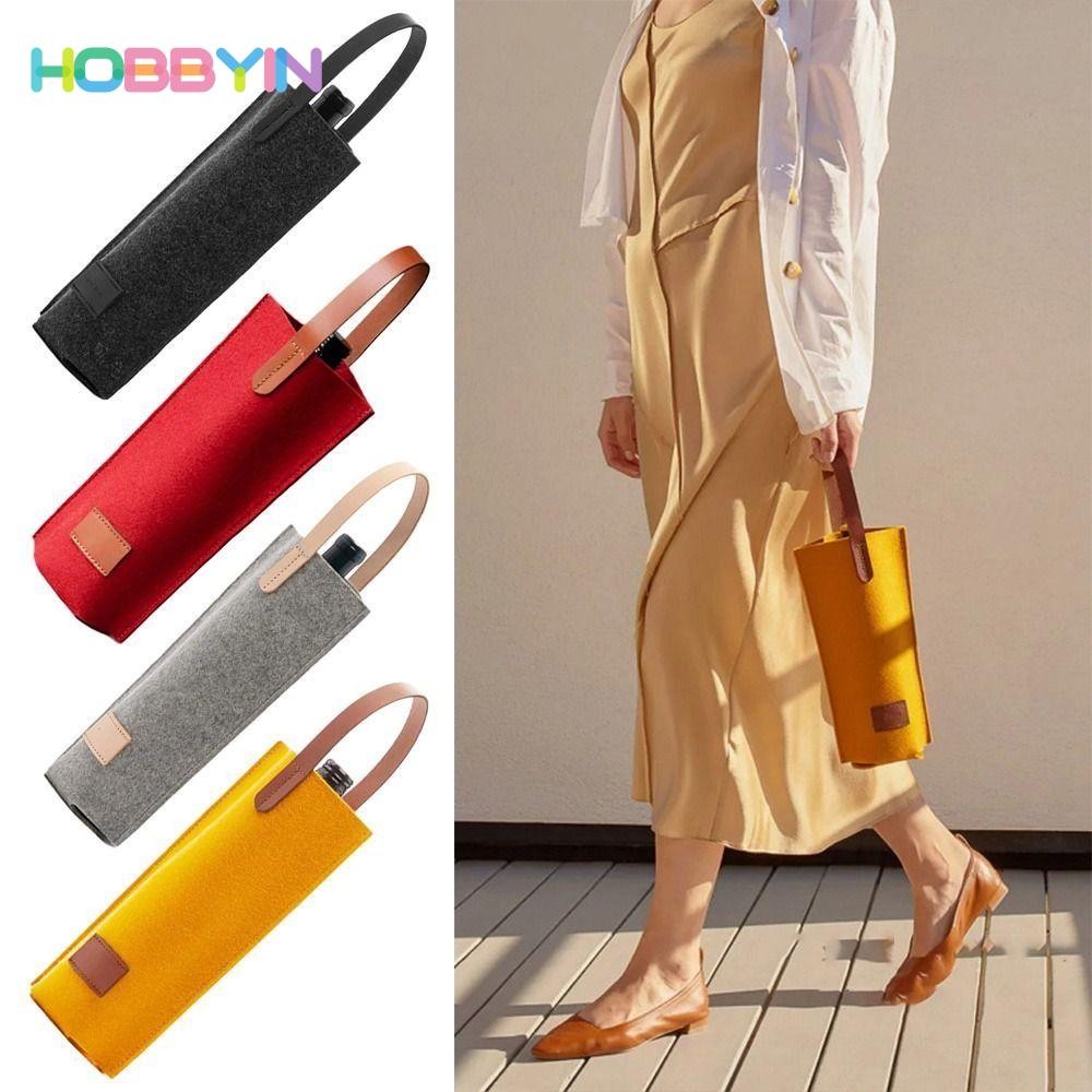 Túi nỉ HOBBYIN, Túi đựng rượu đôi nỉ đơn, Túi xách màu trơn cách nhiệt có thể bảo vệ