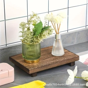 Mới Gỗ Chắc Chắn Khay Trang Trí Màu Đen Quả óc chó Đáy Hỗ Trợ Đồ Trang Trí Bằng Gỗ Chắc Chắn Giá Đỡ Hình Chữ Nhật Đồ Nội Thất Hiển Thị Đứng Để Bàn
