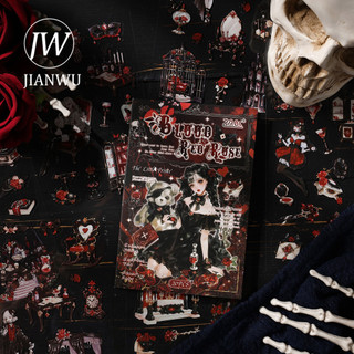 JIANWU Vintage Dark Gothic Hoa Nhân Vật Phong Cảnh Chất Liệu Cắt Dán Thêu Sò PET Miếng Dán Sáng Tạo DIY Tạp Chí Văn Phòng Phẩm