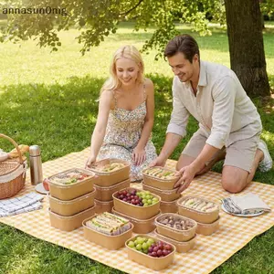 AA Eco Kraft Giấy Salad Bát Có Nắp Hộp Đựng Chống Rò Rỉ Cấp Thực Phẩm Cho Takeaway Súp Cơm Mì Ăn Trưa Bảo Quản Thực Phẩm VN