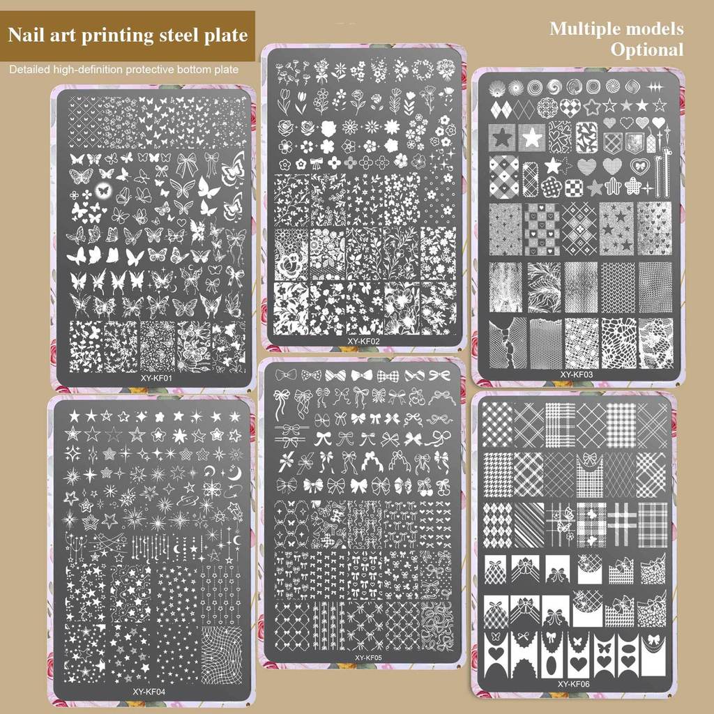 [XT]Thép Dập Vân Móng Tay Họa Tiết Caro Thời Thượng Khuôn Dập Nail Chuyên Dụng Dụng Cụ Trang Trí Móng Cao Cấp