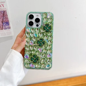 Thích hợp cho vỏ điện thoại Apple 15pro Diamond iphone17 Vỏ bảo vệ cỏ bốn lá sáng tạo 16ProMax