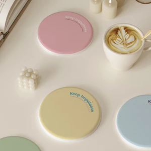 Đế lót ly diatomite thấm nước nhanh khô 10cm lót cốc tròn màu pastel cho cà phê phòng tắm lavabo quán cafe nhà bếp decor
