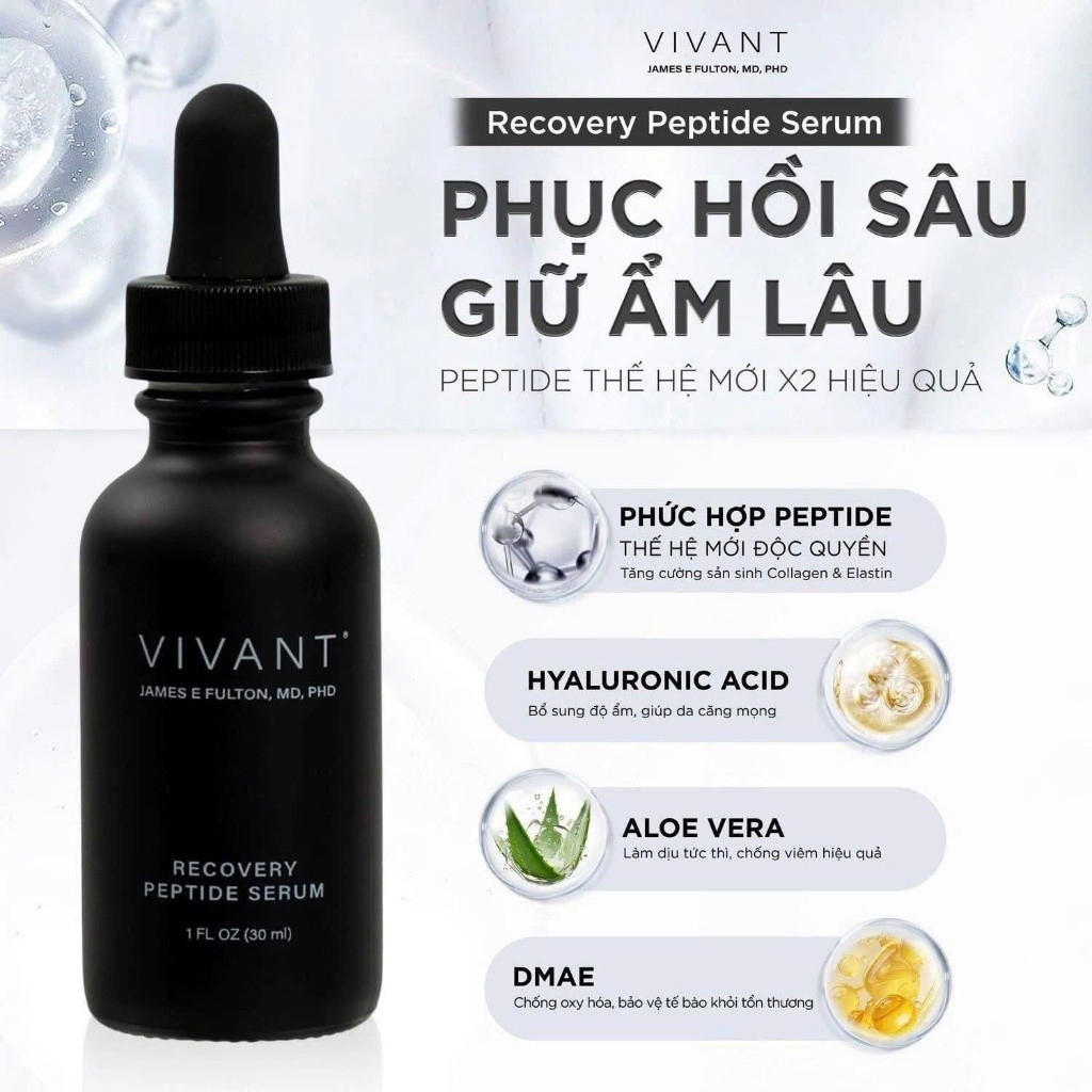[HÀNG CÔNG TY] Tinh chất Vivant Recovery Peptide Serum | Cấp ẩm, phục hồi, trẻ hoá da