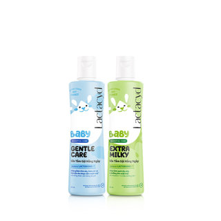Bộ 1 chai Sữa Tắm Gội Trẻ em Lactacyd Baby Extra Milky 250ml + 1 Lactacyd Baby Gentle Care 250ml