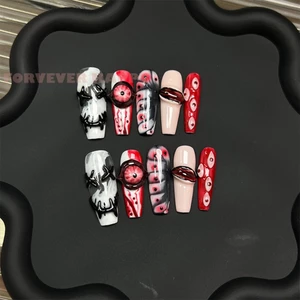 10 Chiếc Móng Tay Giả Dài Bóng Có Họa Tiết Halloween Dễ Dàng Ứng Dụng Cho Móng Tay Cho Nữ Và Bé Gái Tiệm Làm Móng Tay