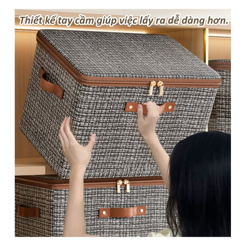 Hộp đựng quần áo bằng vải chống bụi, có thể gấp gọn, có khóa kéo, đa chức năng, thích hợp để dưới gầm giường.