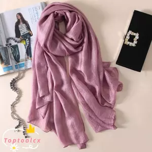 Khăn choàng chống nắng TOPTOOLCX nữ, quấn đầu linen trơn màu tinh khiết, khăn foulard lớn