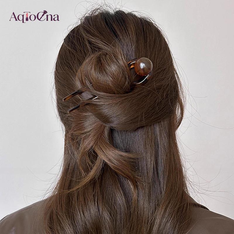 AqToCna Thời Trang Màu Đính Hạt Hình Chữ U Kẹp Tóc Kẹp Tóc Hợp Thời Trang Cho Nữ Cô Gái Vintage Trang Sức Mũ Phụ Kiện Tóc AqToCna