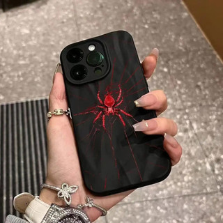Ốp Bảo Vệ Silicon Mềm Cho iPhone 15 Pro Max a Red Spider 17 Pro XS 13 Pro Max 12 Pro 11 17 Pro Max XSMAX Matte Fold Họa Tiết 14 Pro