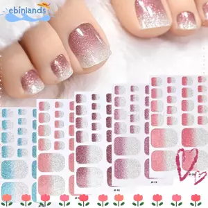 EBINLANDS 22 đầu / miếng dán móng tay ngón chân, Gradient lấp lánh chống thấm nước Full Cover Nail Wraps, Không nướng Chất kết dính có thể tháo rời Màu trơn lấp lánh Dải sơn móng tay lấp lánh