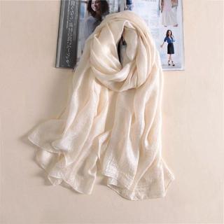 [Crush] Khăn quàng cổ nữ trơn, Khăn choàng chống nắng nữ bằng vải lanh màu tinh khiết, Khăn choàng quấn đầu Foulard Plus Size Hijab