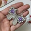 Set Charm Bướm Đỏ Ruby Đính Đá Cao Cấp Luxury Crystal Nơ Bạc Hoa Tuyết Cherry Smile Trang Trí Dép Sang Trọng