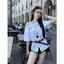 Kích thước lớn Mùa hè Thắt lưng phong cách mới Thiết kế vai dáng rộng Top eo hẹp Áo thun ngắn tay Hot Girl