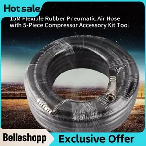 Belleshopp Ống khí nén bằng cao su dẻo 15M chịu tải nặng vẫn giữ được tính linh hoạt trong điều kiện nóng và lạnh Lắp khớp tháo nhanh để dễ dàng gắn máy nén Tuổi thọ dài