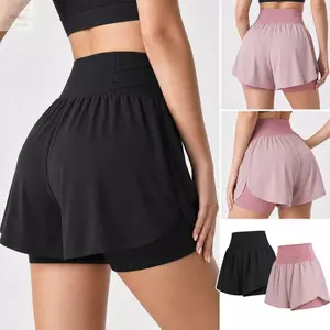 Giày thể thao AWNGD, với quần short váy thể thao nữ hai lớp bỏ túi, Quần short cạp cao thoải mái khô nhanh hợp thời trang để chạy bộ Pilates