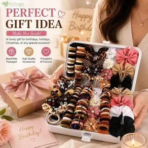 Bộ phụ kiện tóc YOLOGO Girls, Bộ dây buộc tóc co giãn mềm mại, Dây buộc tóc tai thỏ nơ hoa Quà tặng sinh nhật
