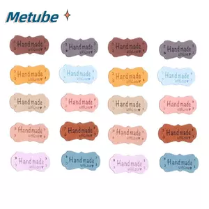 METUBE 50 Nhãn Da, Thẻ Nổi 15x42mm Có Lỗ, Thẻ Da PU 10 Màu Bền Đẹp Cho Đan