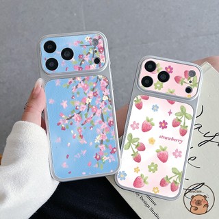 Dành Cho Vivo Y31D Y39 Y38 Y37 Y36 Y35 Y33S Y33T Y31 Y30i Y55 Y55S Y53S Y51 Pro Y51A Y51S Ốp Điện Thoại Da PU Màu Xanh Hồng Sơn Hoa Đào Vỏ Dâu