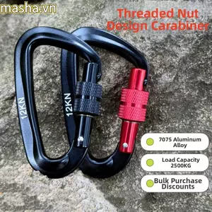 Carabiner an toàn chuyên nghiệp, Thiết bị bảo vệ leo núi 12KN Móc chìa khóa hình chữ D, Khóa leo núi bằng nhôm 7 màu chất lượng cao 48 * 80mm