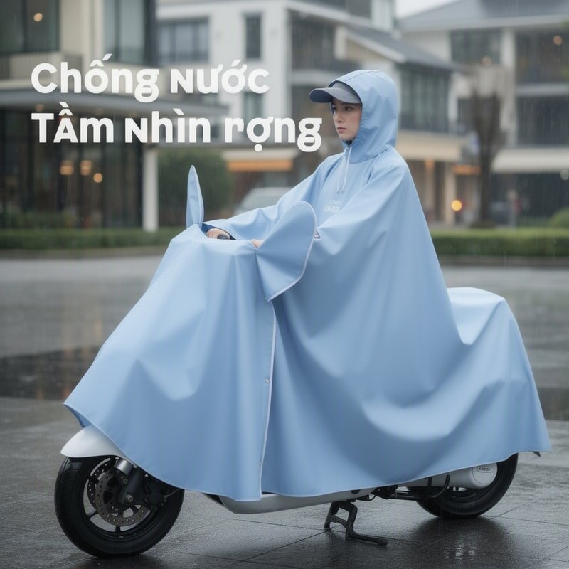 Áo Mưa Nữ Chống Thấm Vải Oxford Dày Dáng Rộng Che Kín Đi Xe Máy Xe Đạp Điện 2 Người