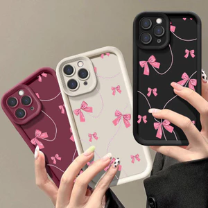 Vỏ Cho Xiaomi Redmi Note 15 14 13 Plus Pro 5G 12 14 4G 10 11 Pro 11S 15C 15 15A Vỏ Thời Trang Họa Tiết Nơ Màu Hồng Nhiều Bước TPU Mềm Mờ Silicon Chống Sốc